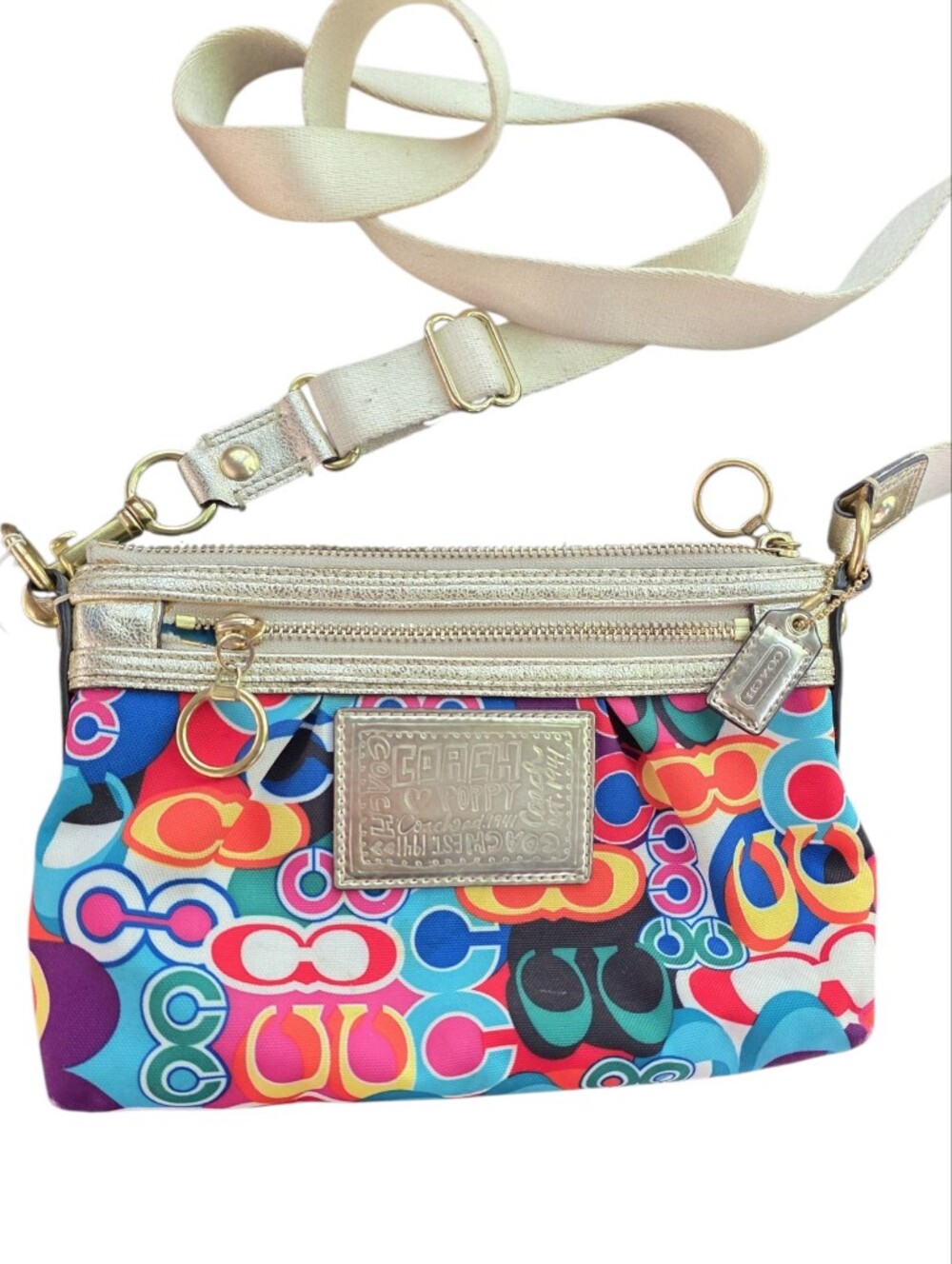 Coach Multicolor Signature Pop Crossbody Bag with Gold Trim Coach POPPY